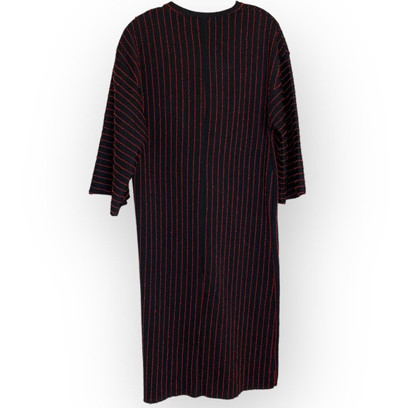 Zara Women’s Striped Jacquard Button Detail Midi Dress Red Black Size S - Picture 6 of 11